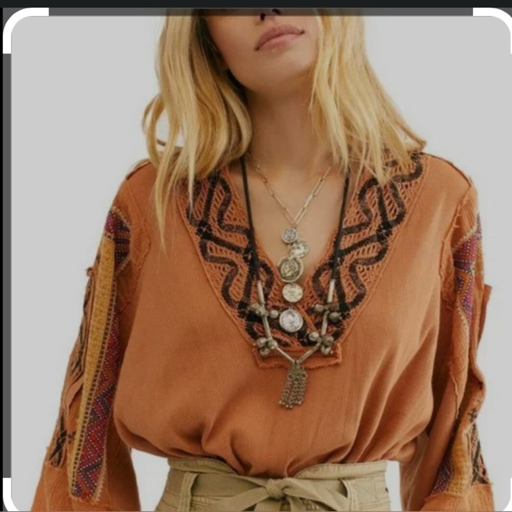 Free People NWOT size S Cross Country Blouse Top.
